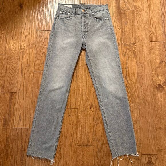 Gap Cheeky straight grey high rise raw hem jeans size 28/6 tall - Picture 3 of 12